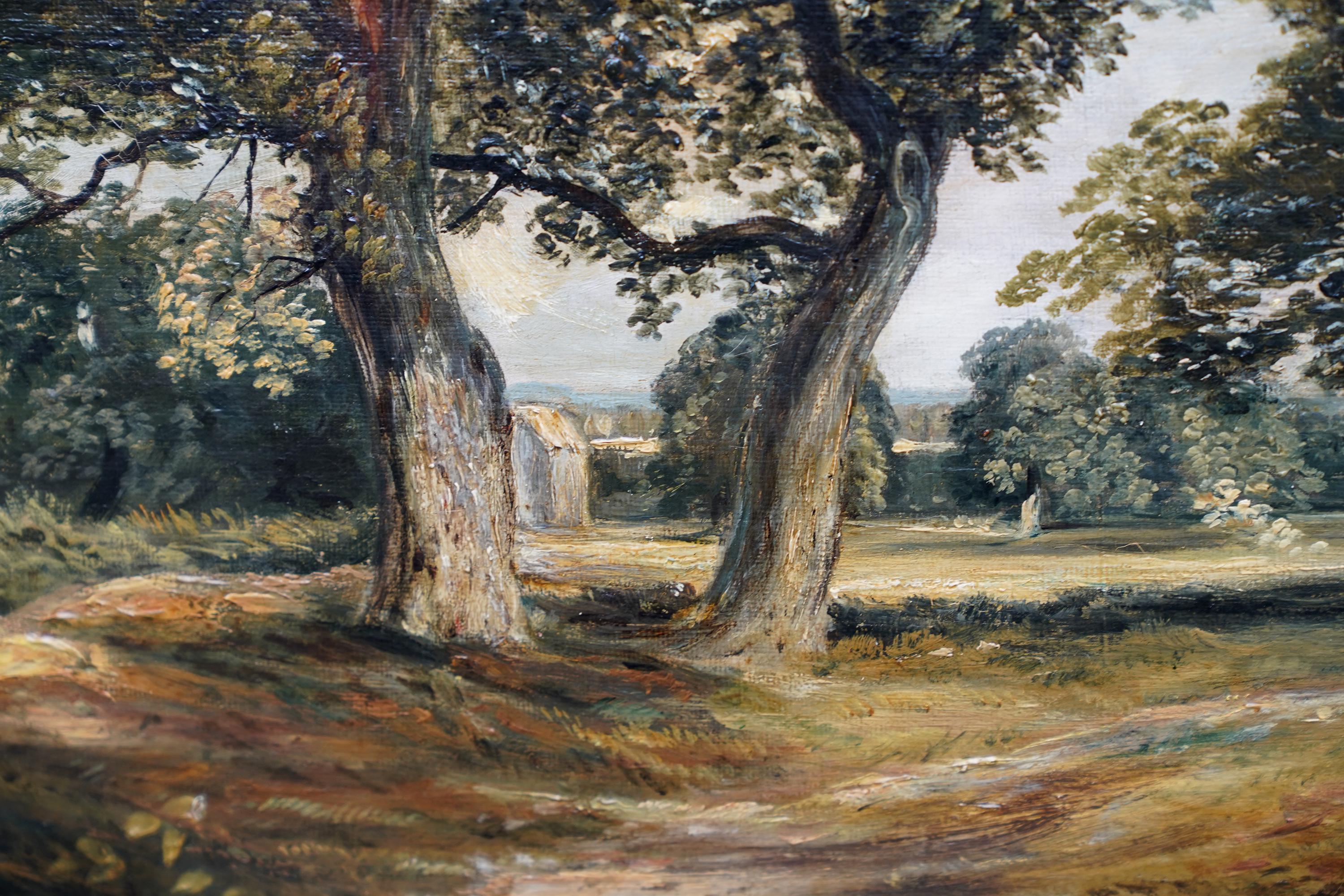 Cadzow Forest Scotland - British mid 19thC art Scottish landscape oil painting - Brown Landscape Painting by Samuel Bough