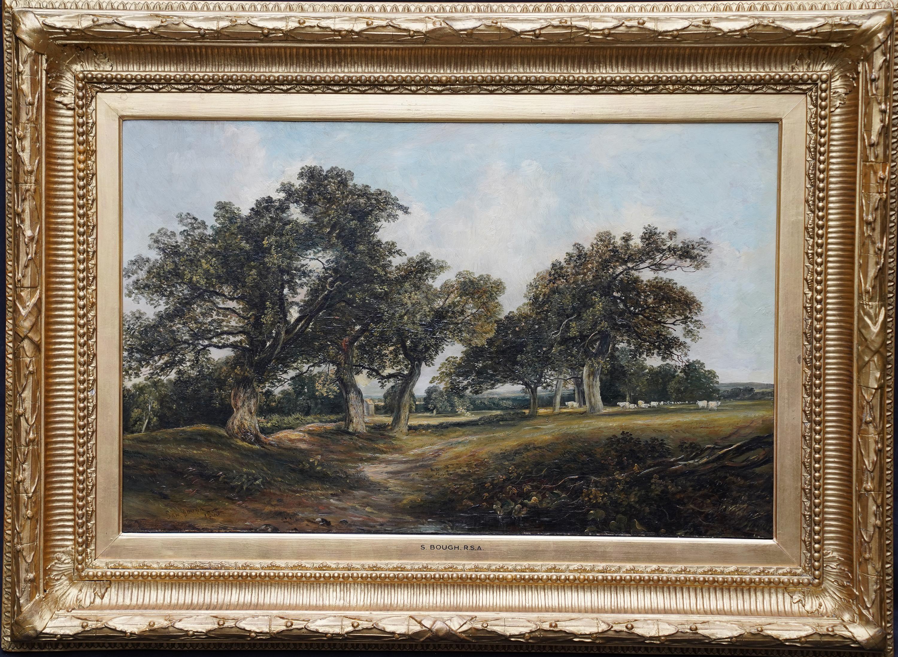 Samuel Bough Landscape Painting - Cadzow Forest Scotland - British mid 19thC art Scottish landscape oil painting