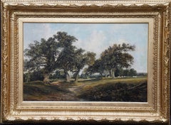 Antique Cadzow Forest Scotland - British mid 19thC art Scottish landscape oil painting