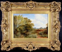 Ploughing - Antique 19th Century British Tranquil Landscape Oil Painting