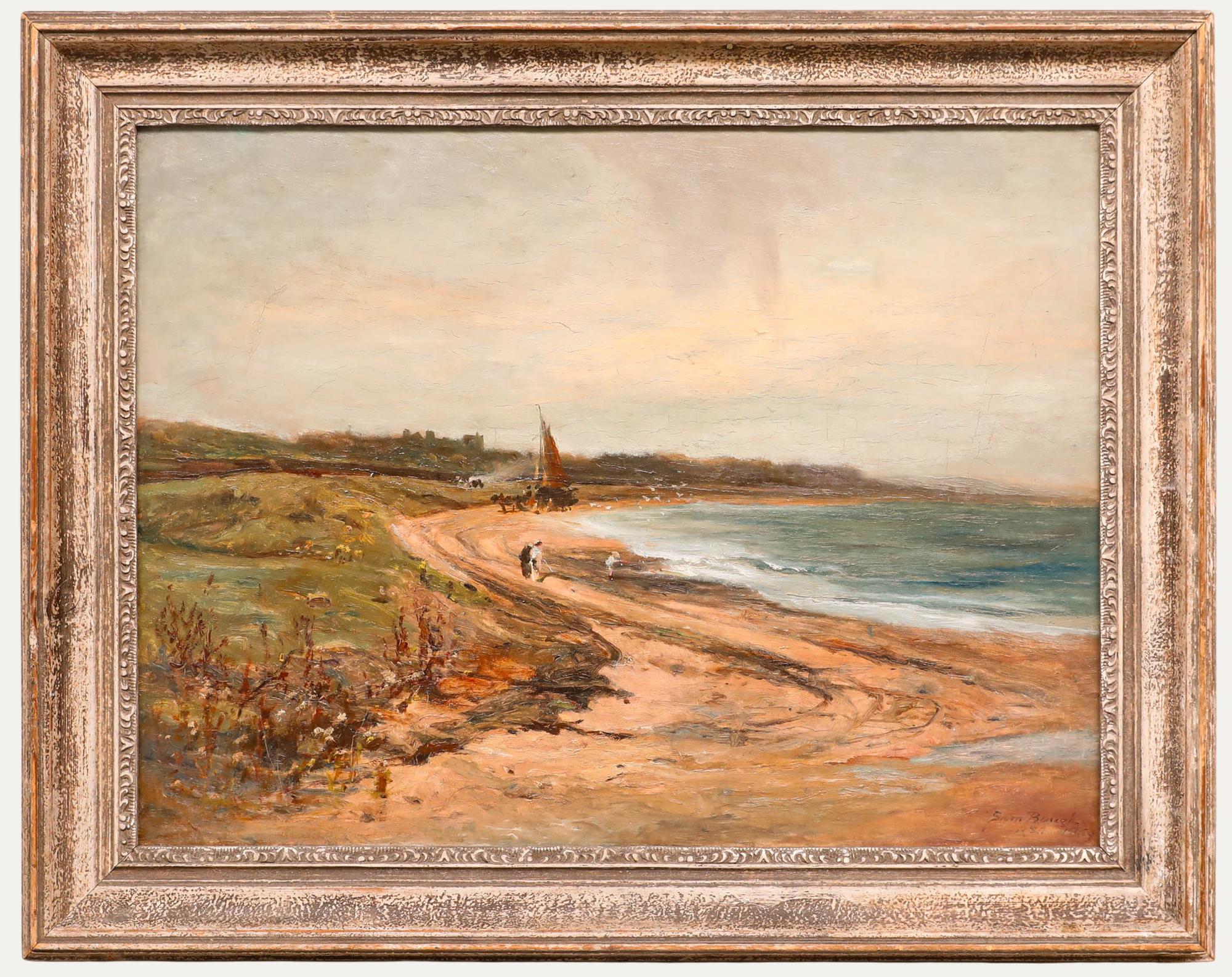 Samuel Bough (1822-1878) - Huile de 1869, La plage sinueuse