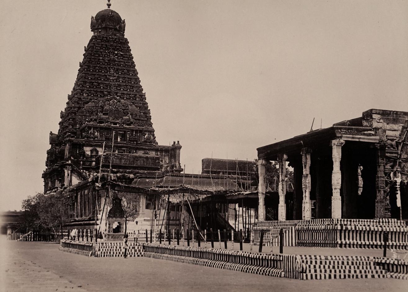 Samuel Bourne Black and White Photograph - Rajarajesvara Temple, Thanjavur, India, 1869