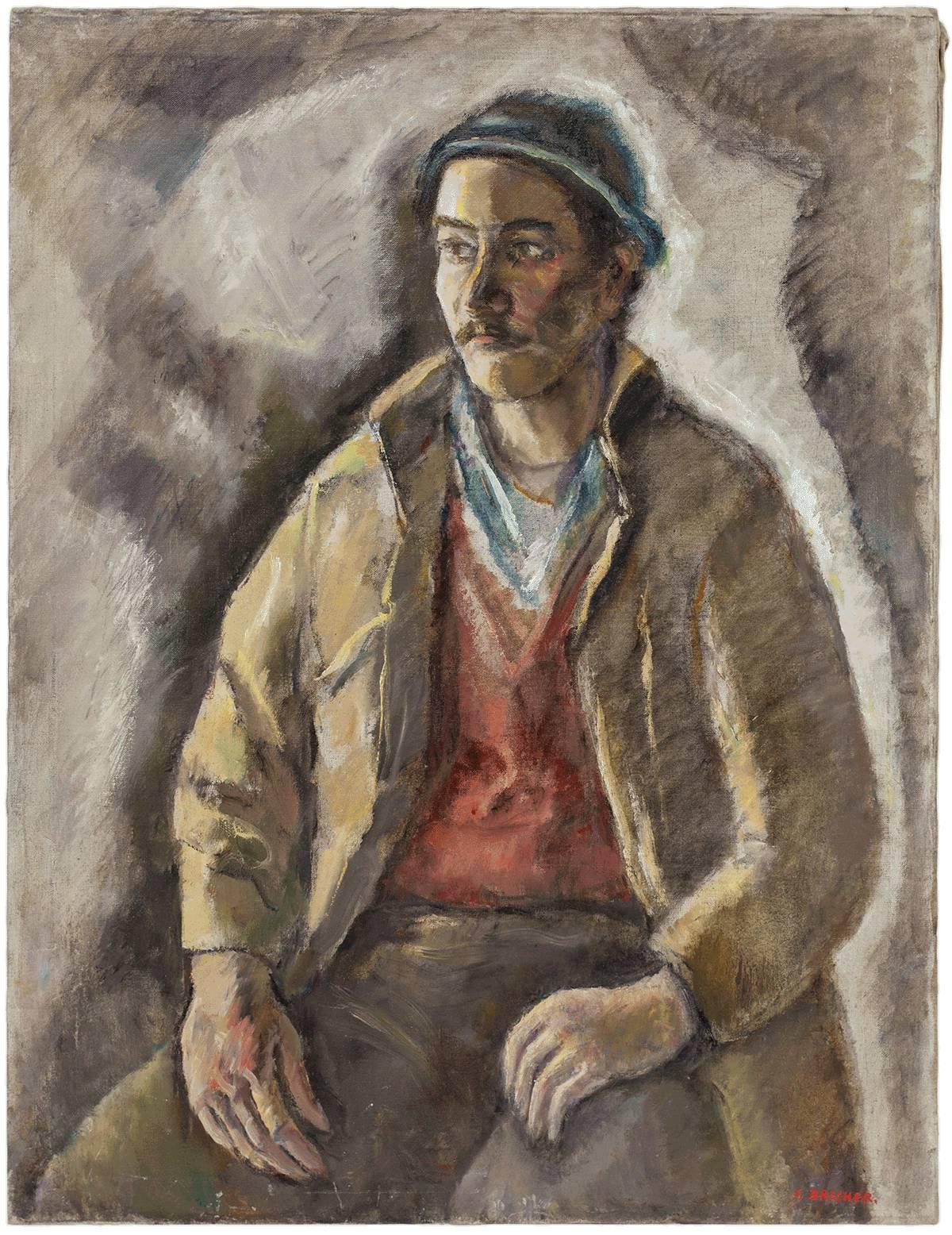 Samuel Brecher Portrait Painting - Portrait of Working Class Man