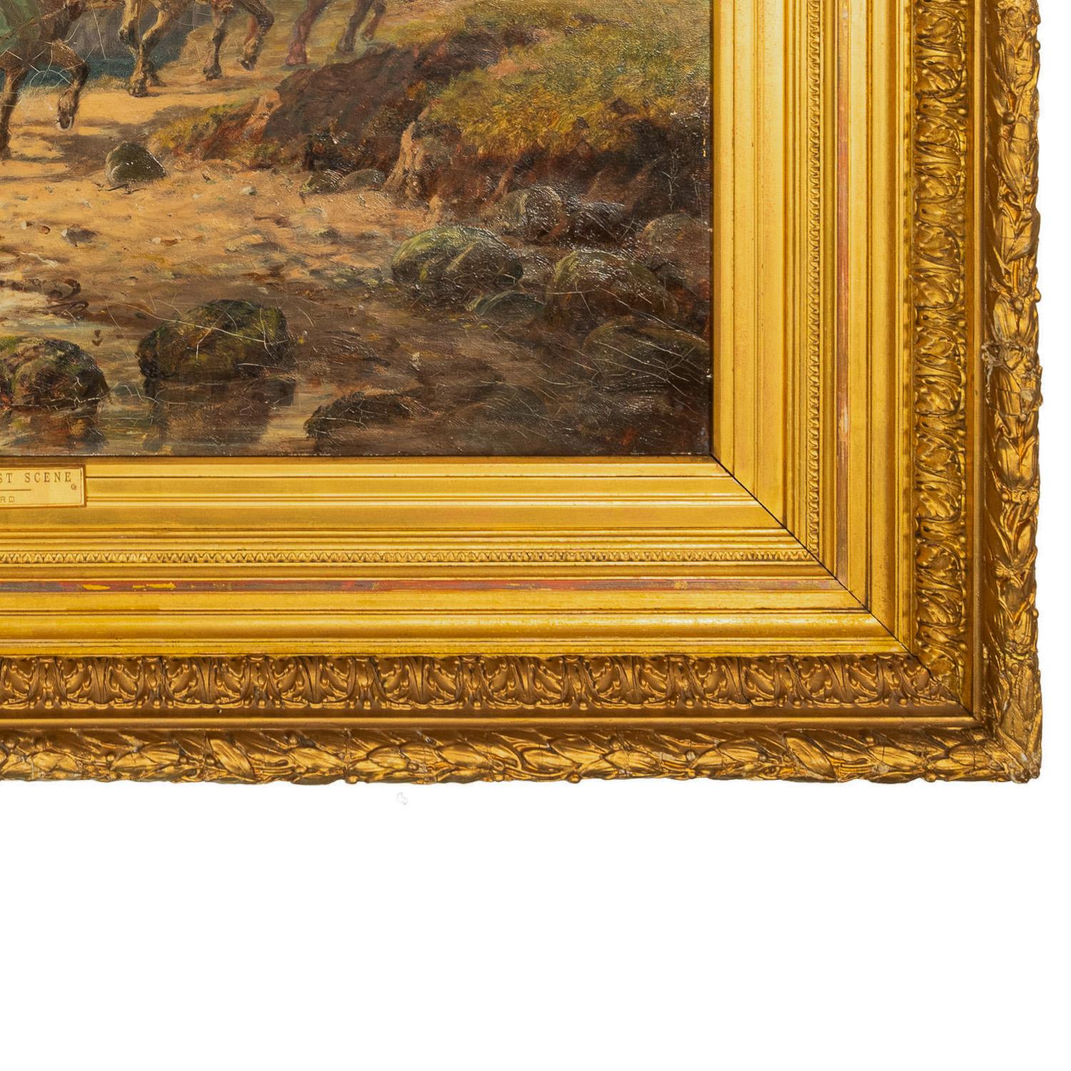 Antique British Pintura al óleo Paisaje marino Escena de costa Naufragio Paisaje Caballos en venta 7
