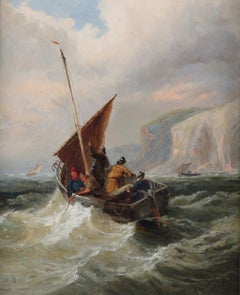 Original 19th Century Antique Oil Painting: 'Stormy Seas'