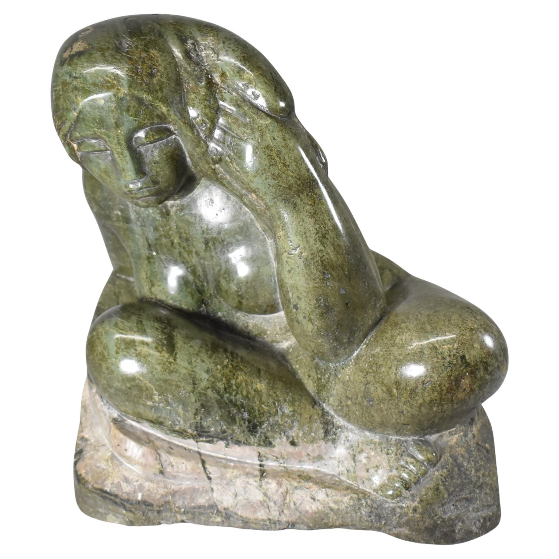 Samuel Cashwan Sculpture of a Nude Woman Looking Down into the Water