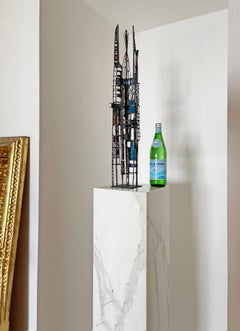 Mid-Century Metal and Colored Glass Sculpture  -  Like Stained Glass  - Gaudi