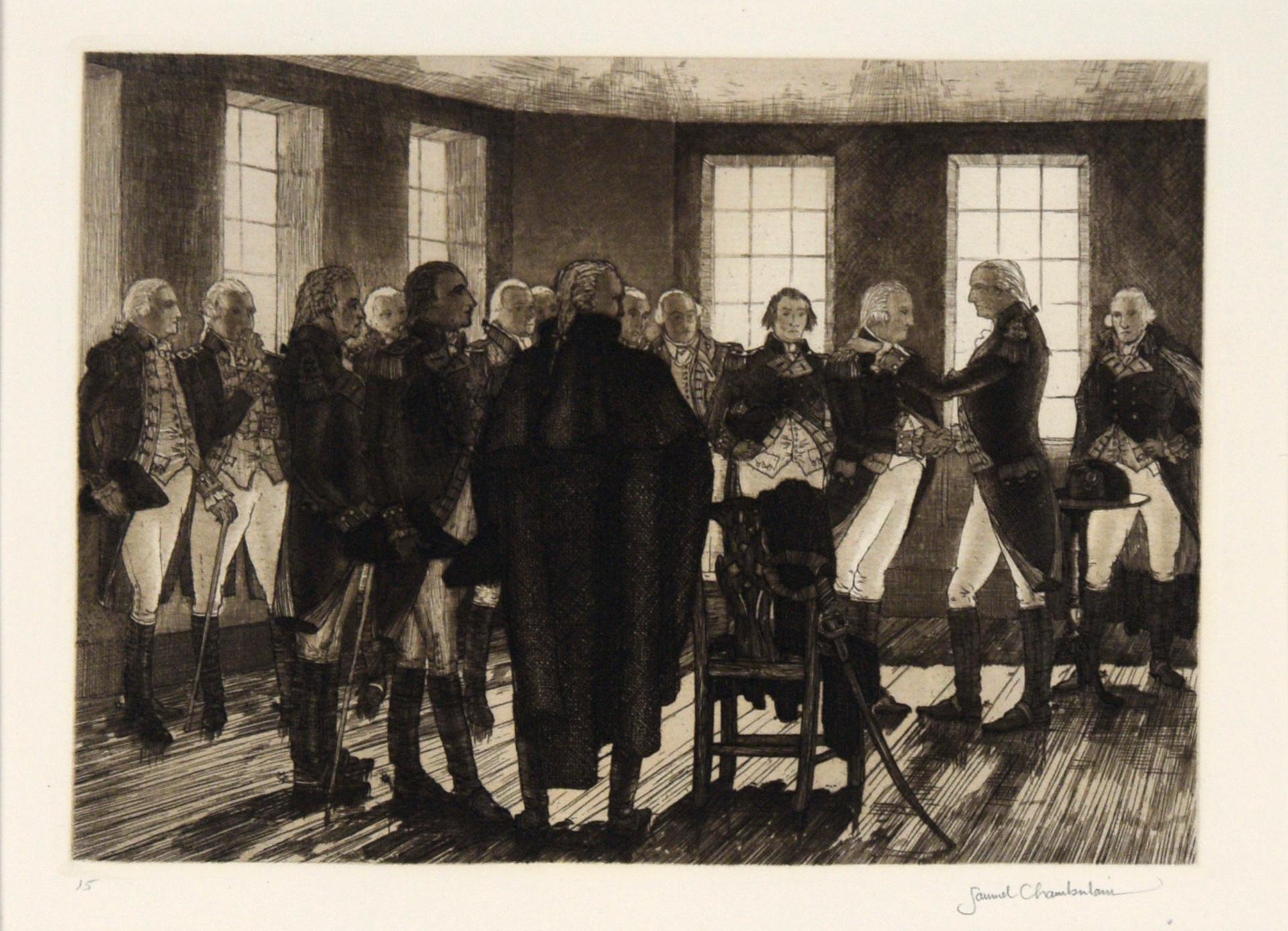 General Washington Saying Farewell to His Officers in Fraunces Tavern, New York - Print by Samuel Chamberlain