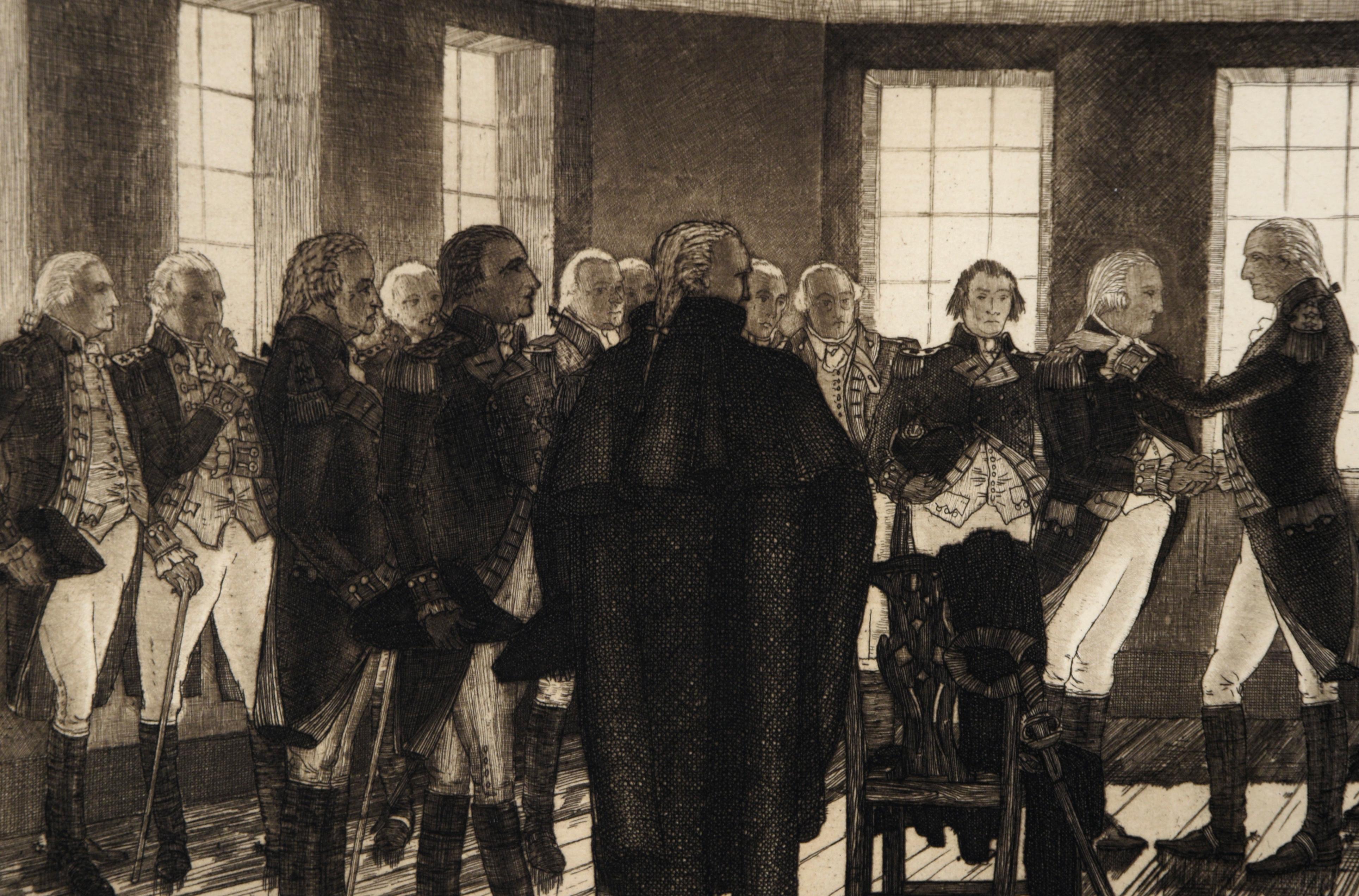 General Washington Saying Farewell to His Officers in Fraunces Tavern, New York - American Impressionist Print by Samuel Chamberlain