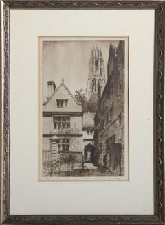 Jonathan Edwards College, Realist Etching by Samuel Chamberlain