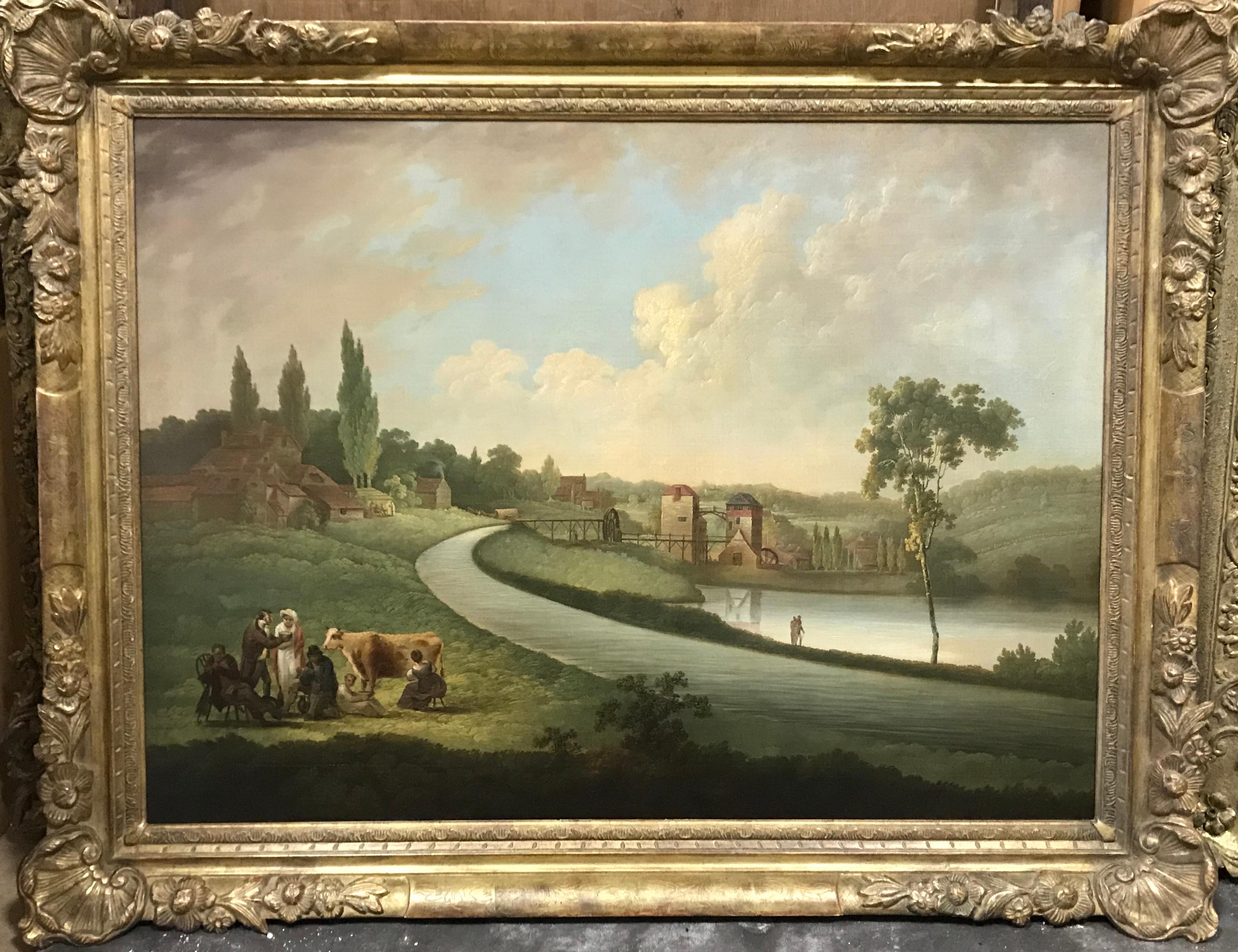 A view of Bullpitts, Bourton and the Hindley factory  - Painting by Samuel Colman