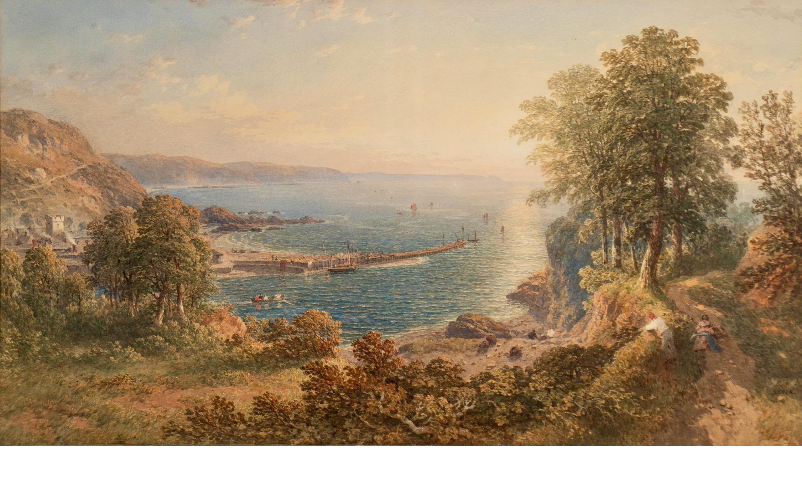 Un acquerello di grandi dimensioni con una vista della spiaggia di East Looe, della città, del porto e delle calate al tramonto, opera di Samuel Cook.  Firmato e datato in basso a destra S.Cooke 1851. 

Sul lato sinistro dell'acquerello in questione