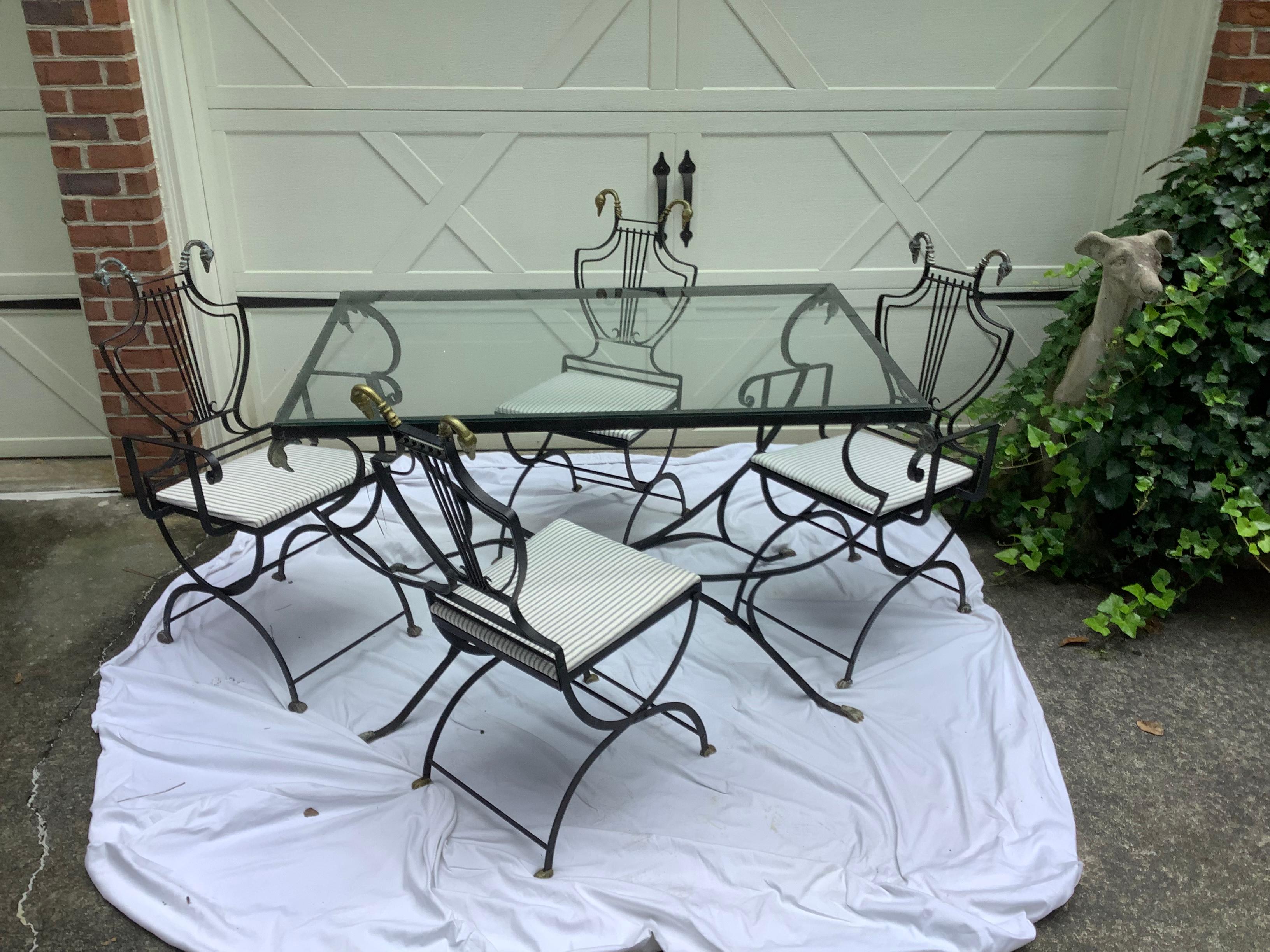Samuel Copelon Garden Table & 4 Lyreback Chairs