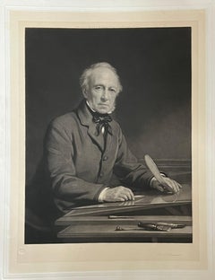 Antique Samuel Cousins, engraver, self portrait mezzotint engraving 