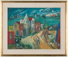 Pintura al óleo del realismo modernista americano del periodo WPA