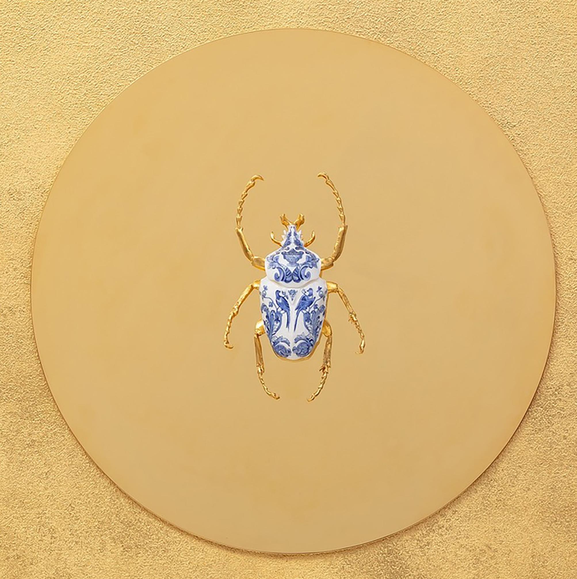Goliath Beetle Closed - 21st Century, Contemporary, Figurative, Gold Leaf 1