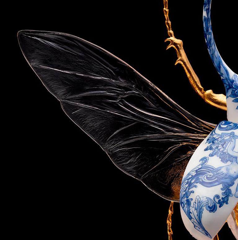 Atlas Beetle Open - 21st Century, Contemporary, Figurative, Print, Insect - Black Animal Print by Samuel Dejong
