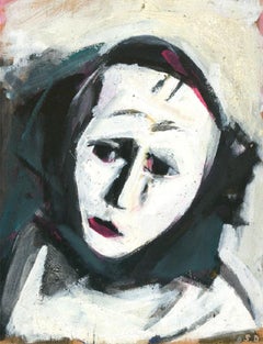 Samuel Dresner (1928-2019) - Óleo del siglo XX, Payaso de cara pálida