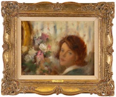 Retrato de mujer con flores