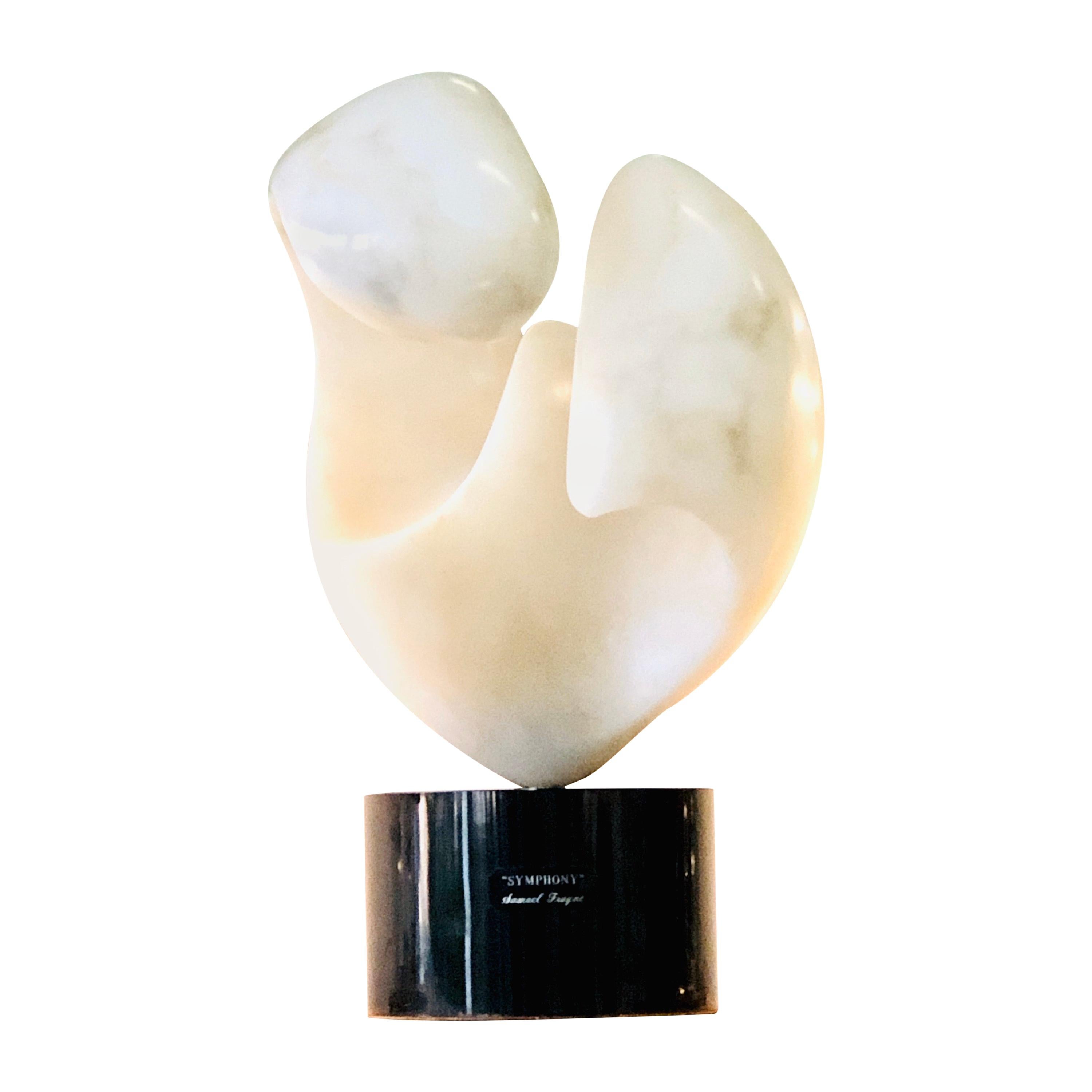 Samuel Fayne Large Midcentury Abstract White Marble Biomorphic Sculpture en vente