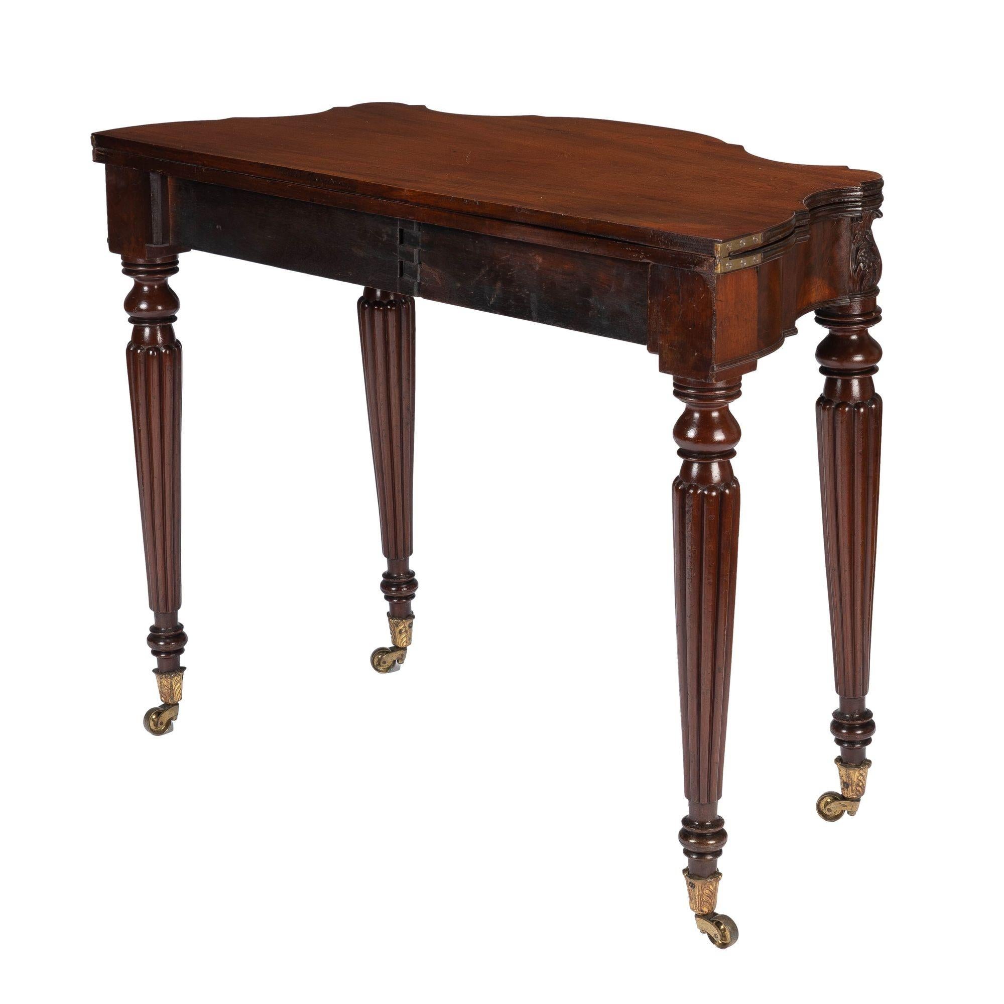 Brass Samuel Field Macintire Attributed Mahogany Flip Top Game Table, c. 1810-15 For Sale