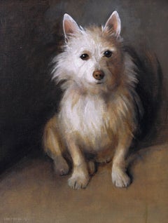 Dog portrait oil painting of a West Highland Terrier