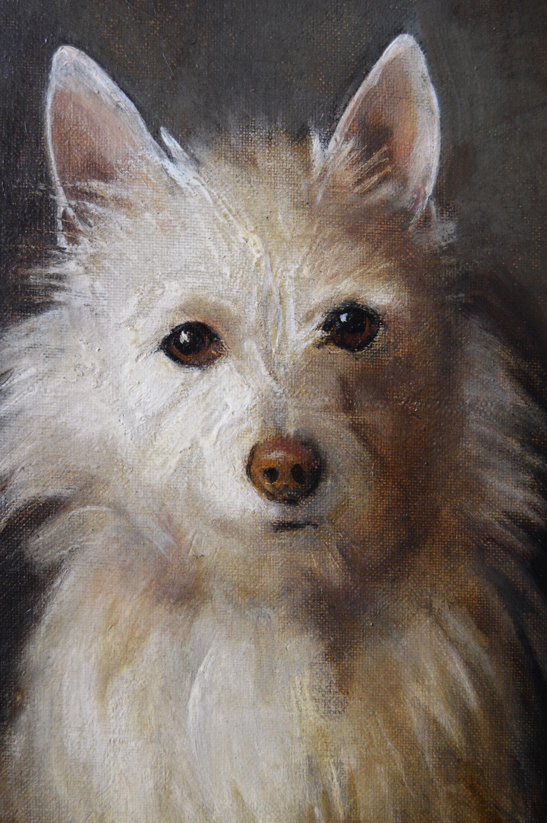 Peinture à l'huile d'animal de genre d'un chien terrier des Highlands de l'Ouest - Marron Animal Painting par Samuel Fulton
