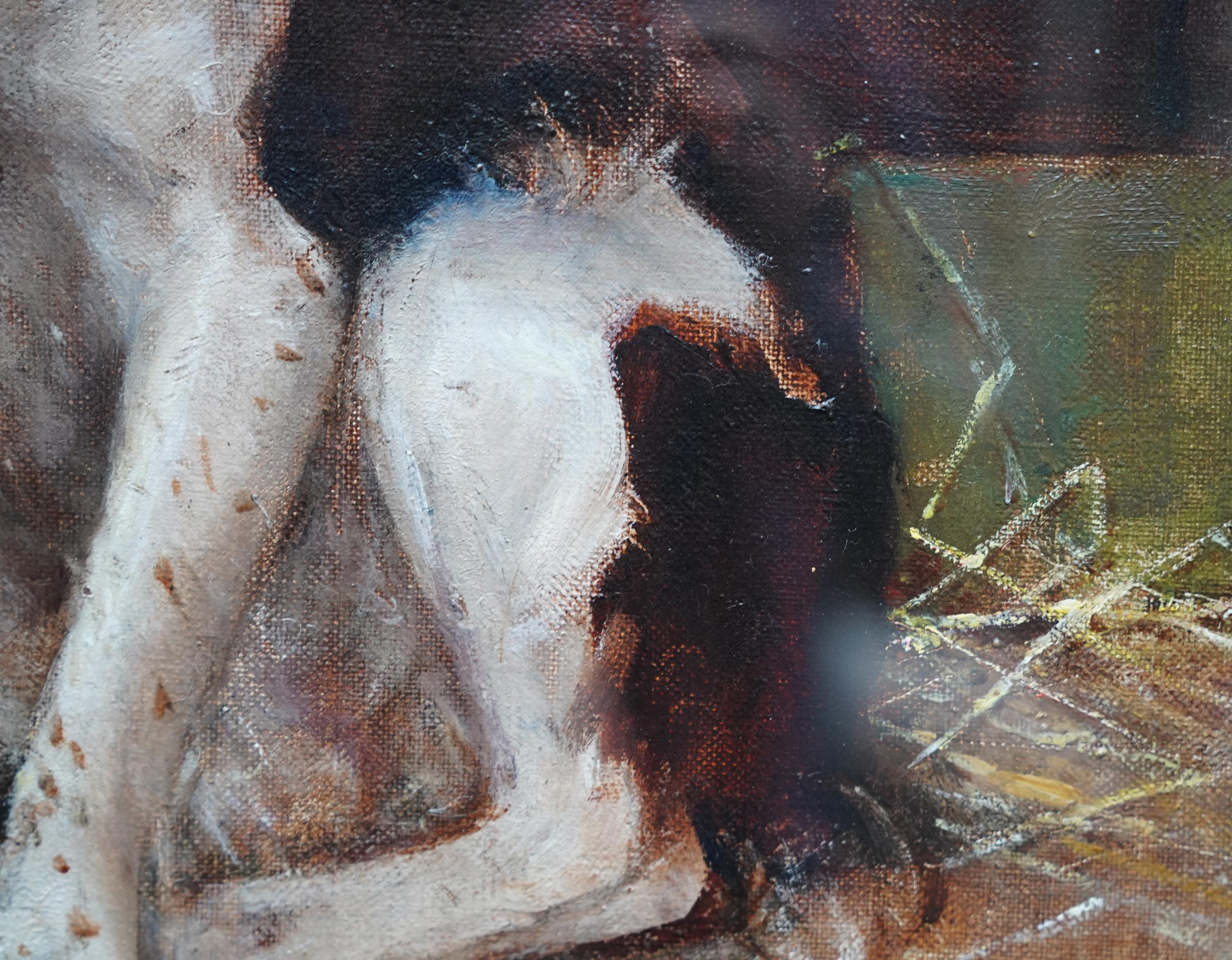 Portrait d'un Springer Spaniel - peinture à l'huile animalière victorienne britannique art canin en vente 3