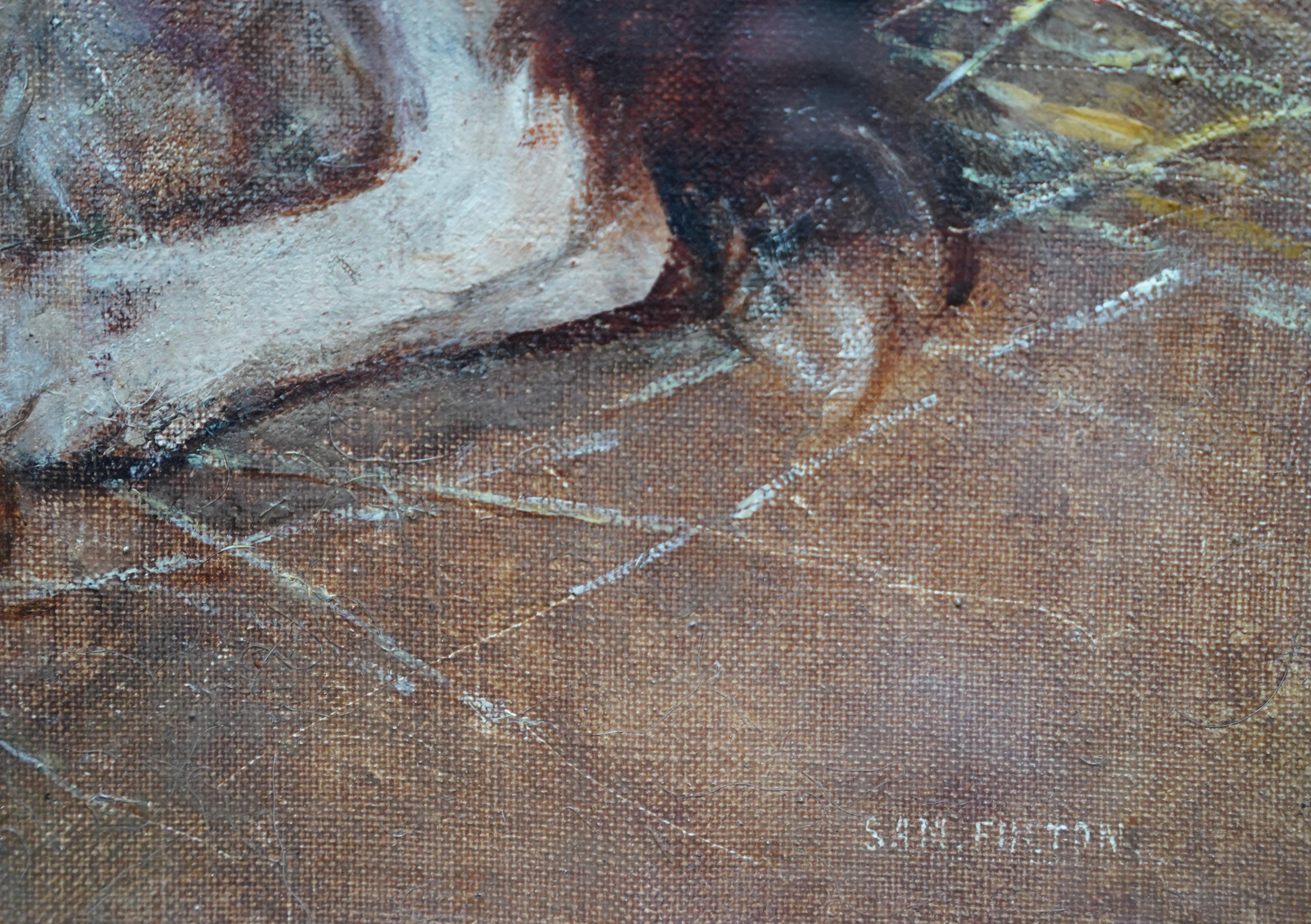 Portrait d'un Springer Spaniel - peinture à l'huile animalière victorienne britannique art canin en vente 4