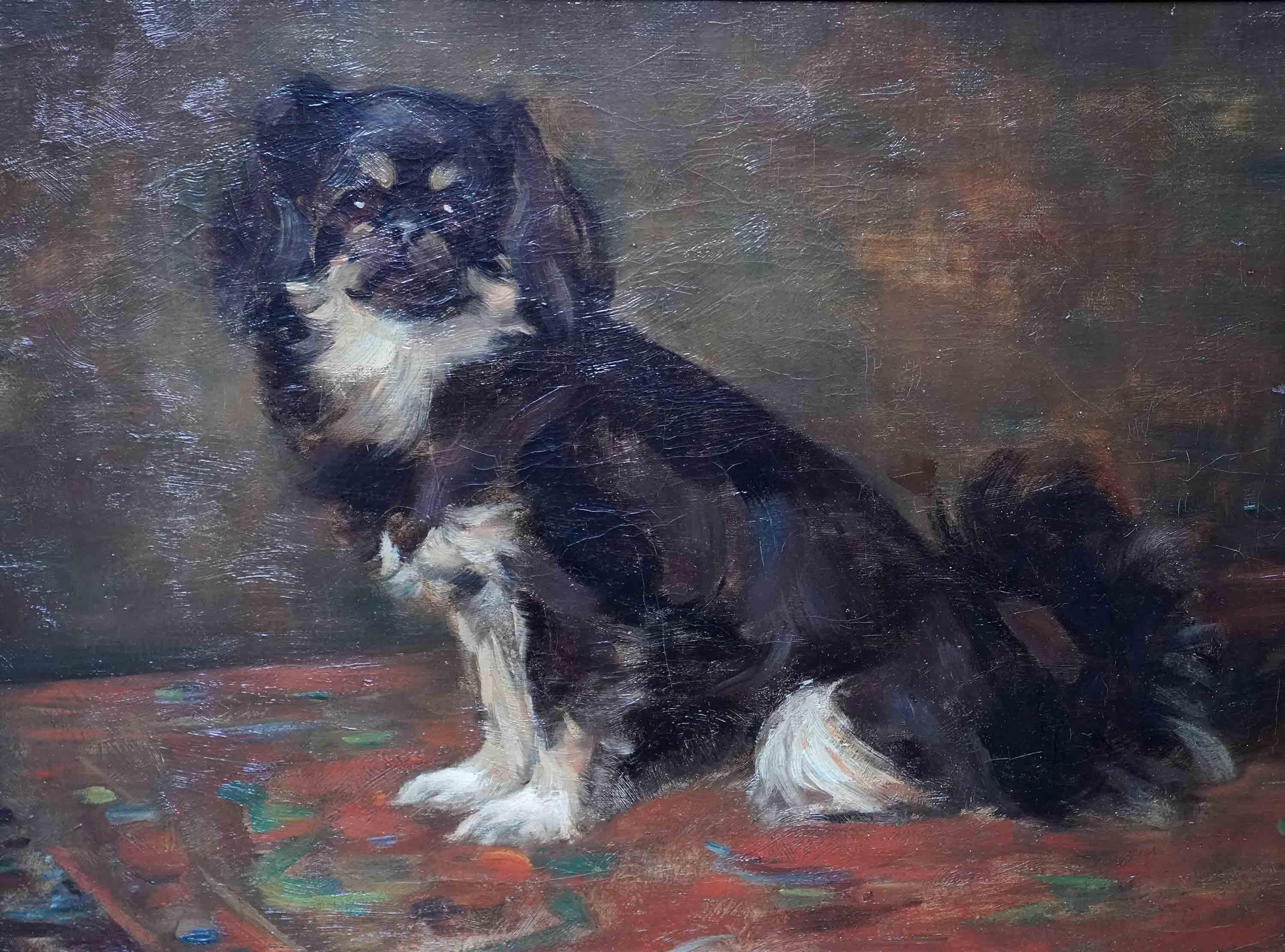 Portrait de Dodo, chien pékinois, portrait à l'huile d'art écossais des années 1920 - Painting de Samuel Fulton