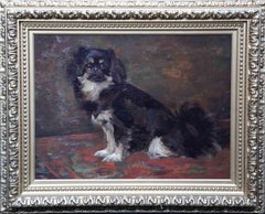 Portrait de Dodo, chien pékinois, portrait à l'huile d'art écossais des années 1920
