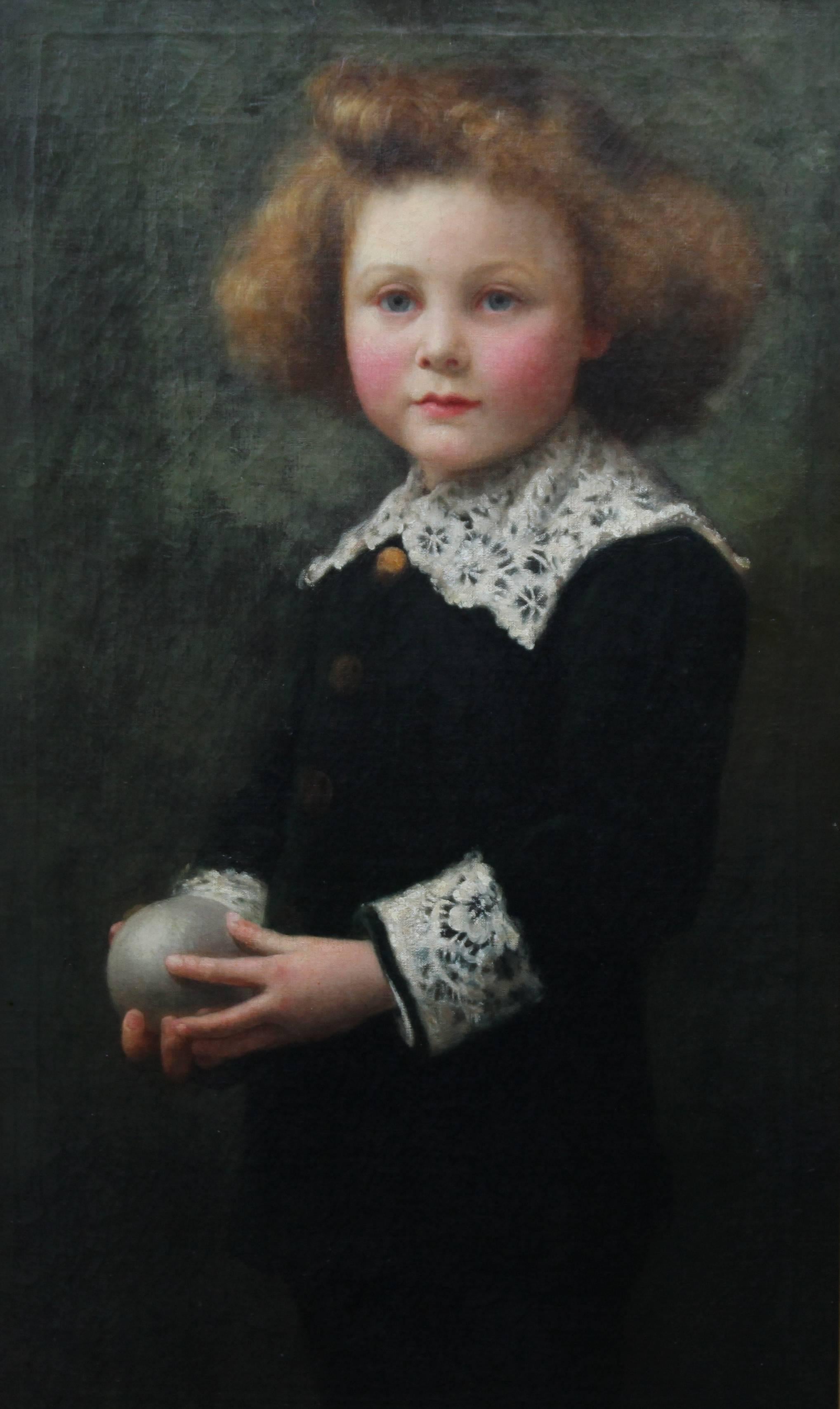 Samuel G Enderby Portrait Of A Boy Playing Ball British
