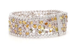 24,63 carati Bracciale con diamanti di colore rosa, arancione, verde e giallo in oro 18 carati