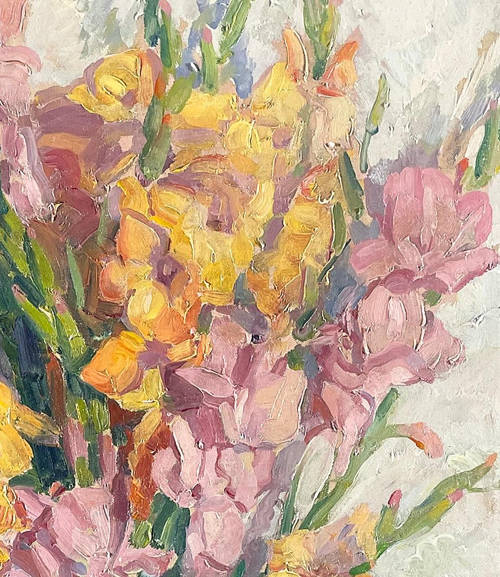 Gladioli - Beige Still-Life Painting by Samuel George Phillips