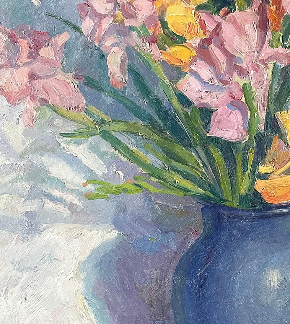 Gladioli
Oil on canvas on board
25 x 30 inches (63.5 x 76.2 cm)
Framed dimensions: 35 3/4 x 30 3/4 inches
Signed lower left: S. George Phillips

A magazine illustrator early in his career for McCalls and Ladies Home Journal, Samuel George Phillips
