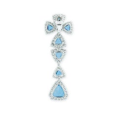 "Samuel Getz" Detachable White Gold Aqua and Colorless Diamond Drop Earrings