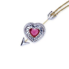 Samuel Getz Red Spinel  Diamond "Heart and Arrow" Pendant