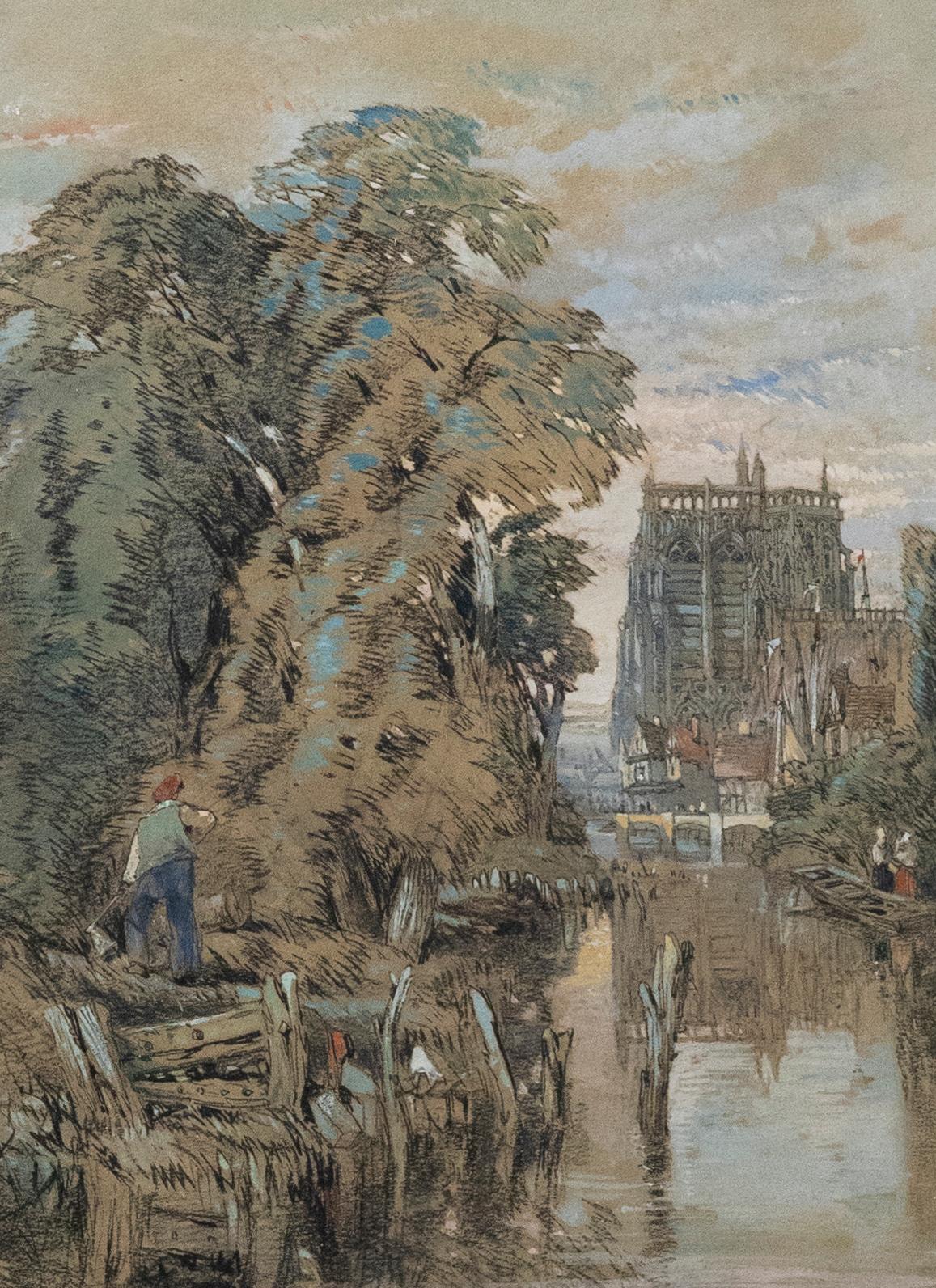 Attrib. Samuel Gillespie Prout (1822-1911)- Mixed Media, Abbeville on the Somme For Sale 1