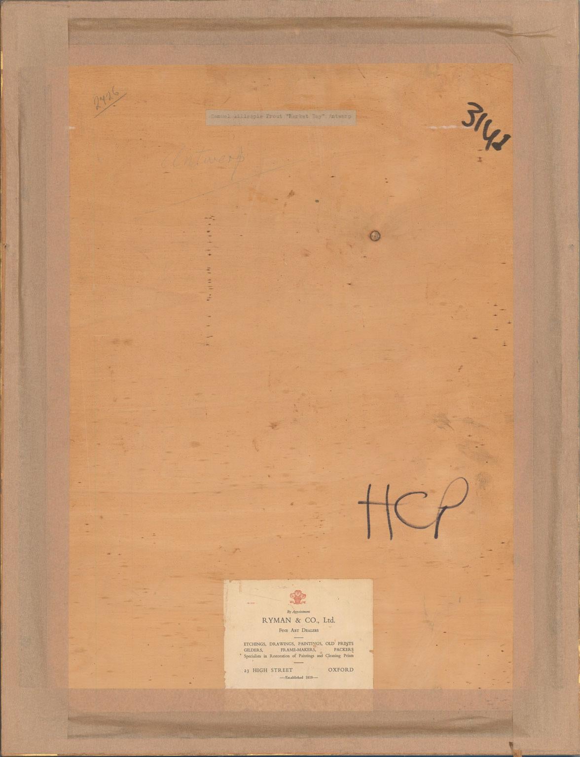 Samuel Gillespie Prout (1822-1911) - Aquarelle encadrée, Journée du Marché à Anvers 4