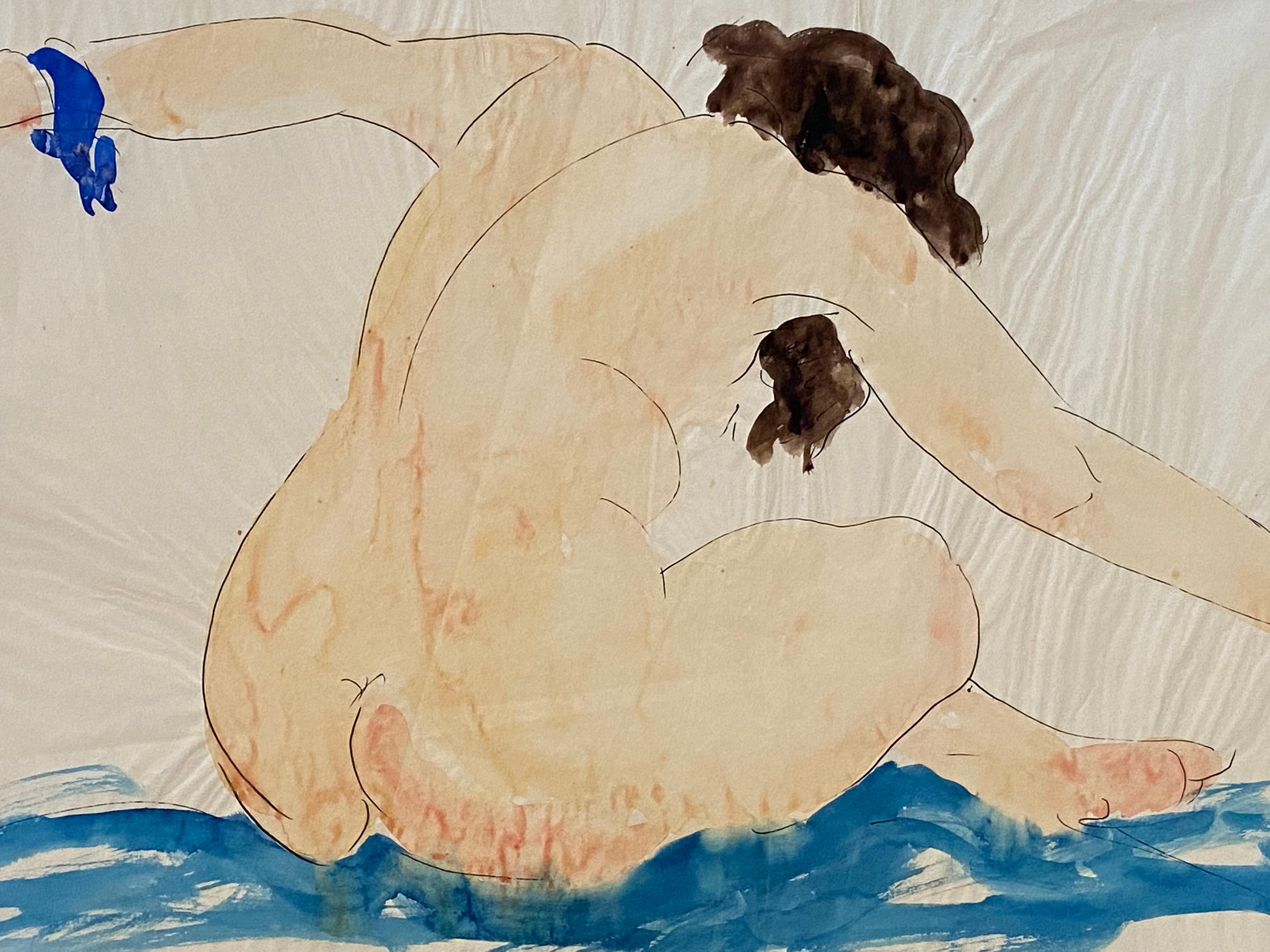 “Female Nude” - Modern Mixed Media Art by Samuel Granovsky