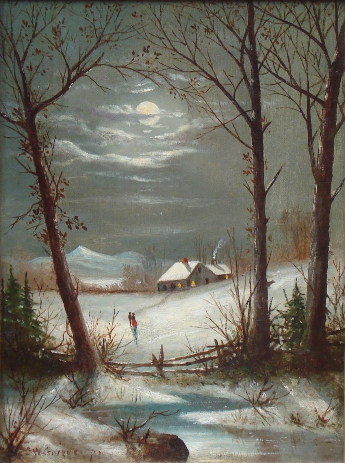 Landscape Painting Samuel Griggs - [Scène d'hiver du mont Washington]