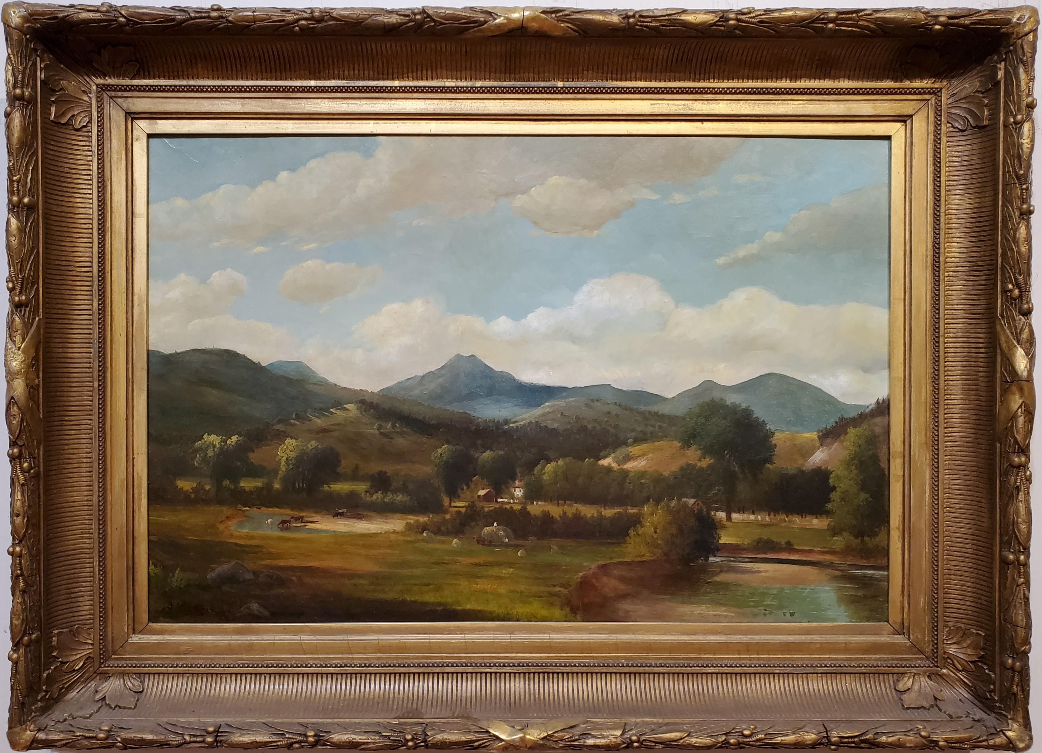 Ölgemälde Landschaftsansicht des Berges Chocurua:: New Hampshire Signiert von Samuel W. Griggs:: einem amerikanischen Künstler:: der zwischen 1827 und 1898 lebte. 

Die New Hampshire Landscape misst 20 Zoll Höhe und 30 Zoll Breite:: und im
