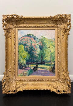 "Paris (possibly Bois de Boulogne)" Samuel Halpert, Impressionist, Pastel Greens