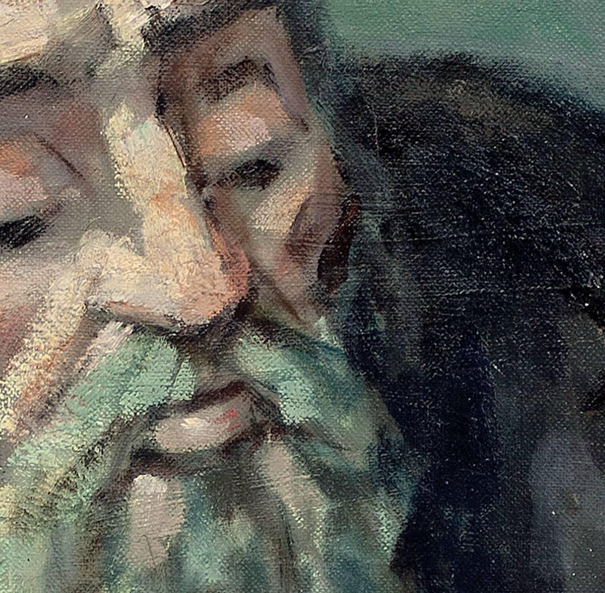 Seltenes Ölgemälde eines jüdischen Rabbiners aus Judaica – Painting von Samuel Heller