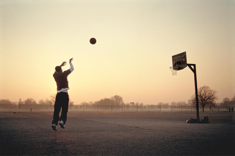 Basketball 1, Clapham - Samuel Hicks, Sports, Portrait, Sunrise, London - Photograph by Samuel Hicks