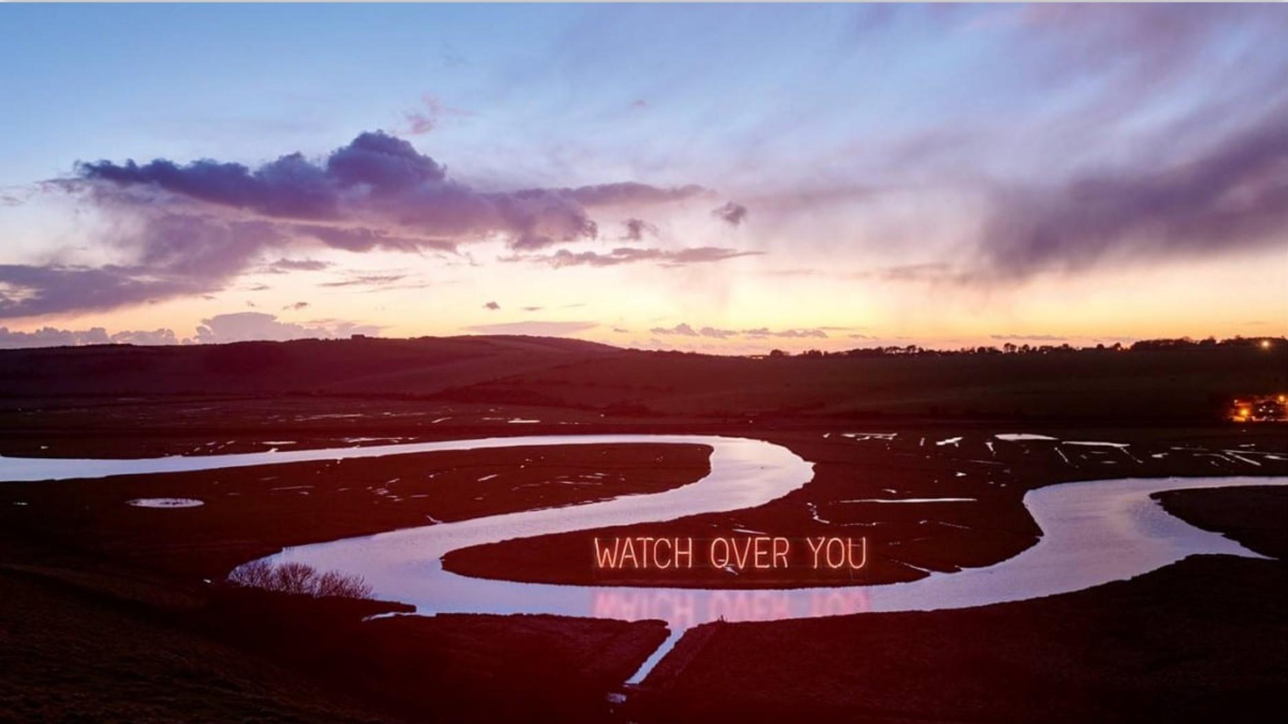 Samuel Hicks Landscape Photograph - Watch Over You , Words from Into My Arms, Nick Cave - Sunset Landscape Modern
