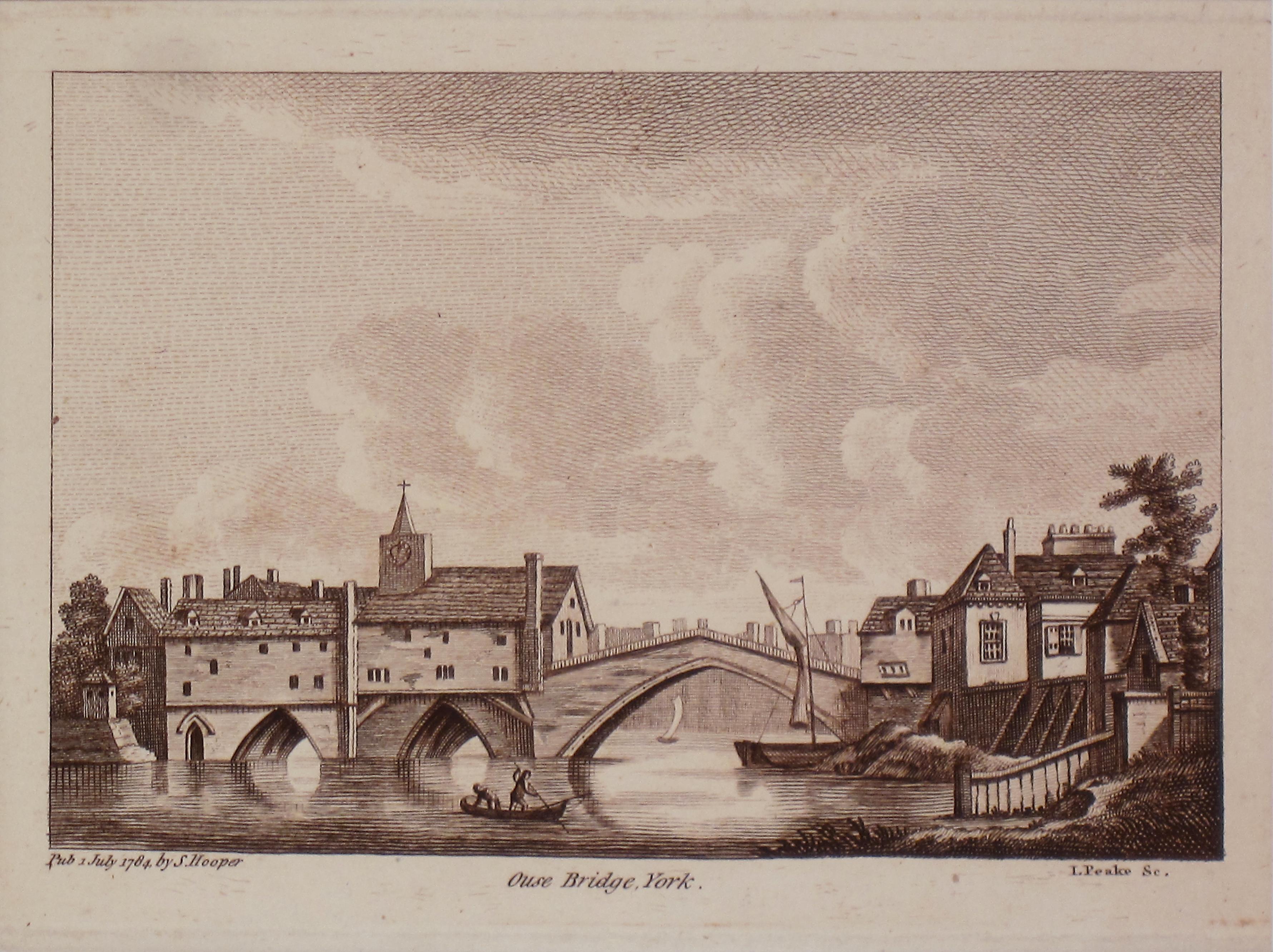 Die Ouse Bridge, York. Antiker Druck