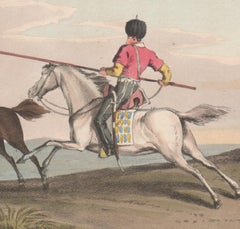 A Tartar Catching His Horse, aquatint engraving hunting print, 1813