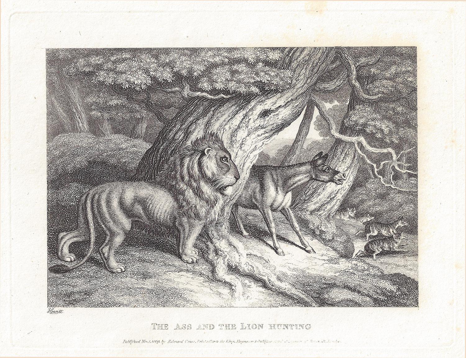 Acquaforte antica originale di Samuel Howitt (1756-1822). C1810. Pubblicato da Edward Orme. 

Un'incisione di Howitt dei primi del XIX secolo, appartenente a una serie di favole. Samuel Howitt era molto apprezzato per le sue incisioni di animali e