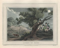 Catching the Badger, gravure  l'aquatinte d'un terrain de sport, 1813